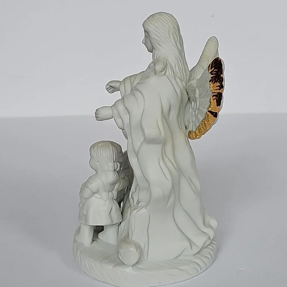 Guardian Angel Children Night Light Lamp Figurine White Porcelain Nursery 1621